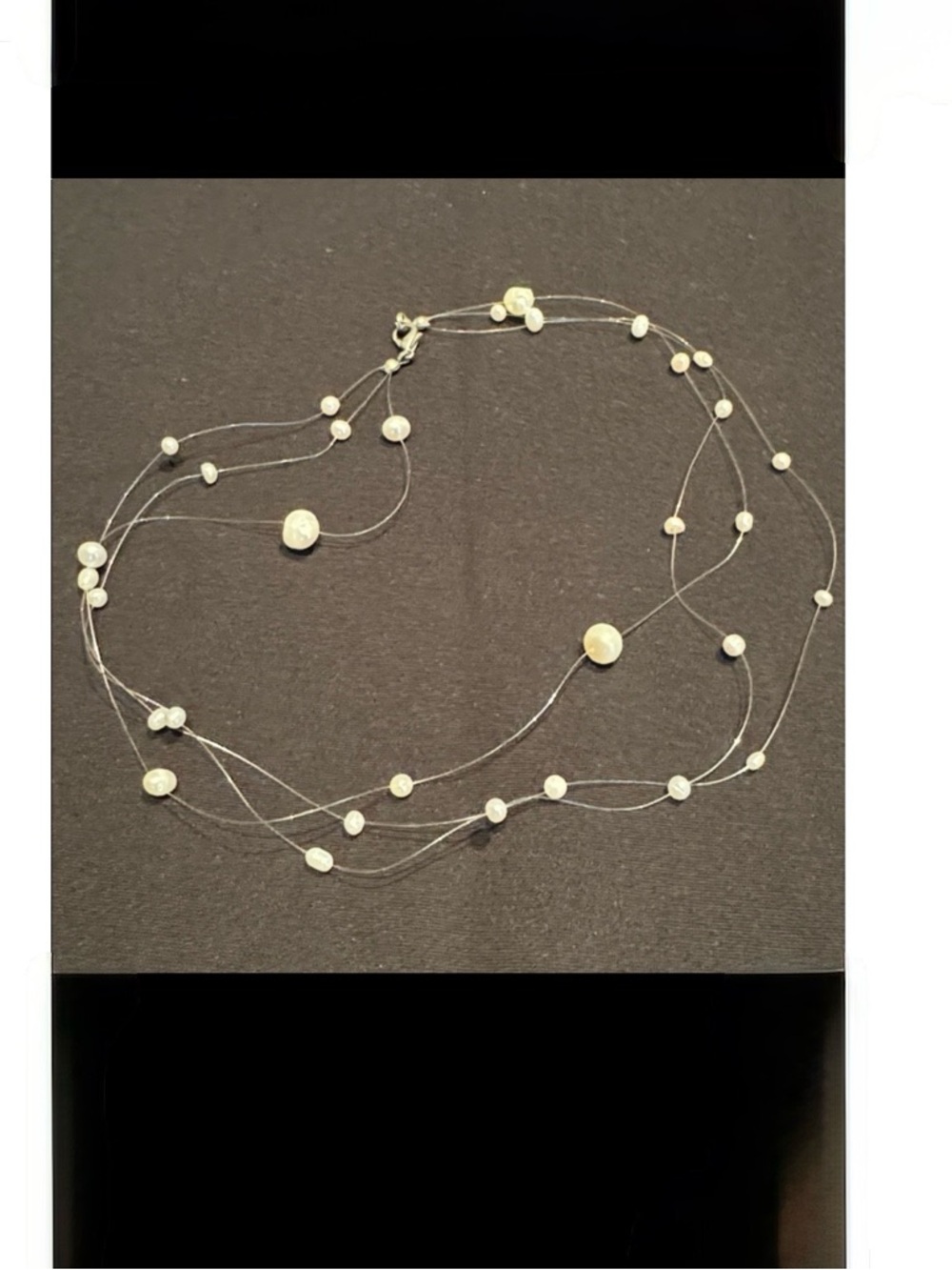 GENUINE FRESHWATER PEARLS 3 STRING FLOATING CULTURED PEARL NECKLACE WHITE CHINA